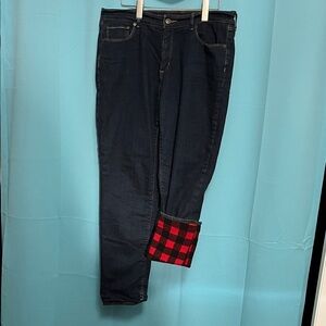 Dark Blue Jeans with Red Plaid Fleece Lining (2 for $20)
